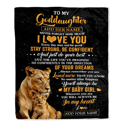 Personalized To My Goddaughter Gifts From Godmother Aunt Blanket Lion Never Forget How Much I Love You Goddaughter Birthday Graduation Christmas Fleece Blanket | teecentury