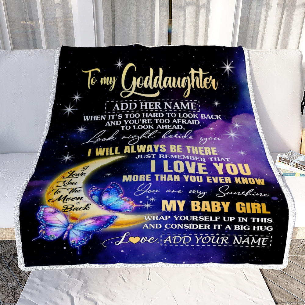 Personalized To My Goddaughter Gifts From Godmother Blanket Butterfly I Love You Valentines Gifts For Goddaughter Birthday Christmas Custom Fleece Blanket | teecentury