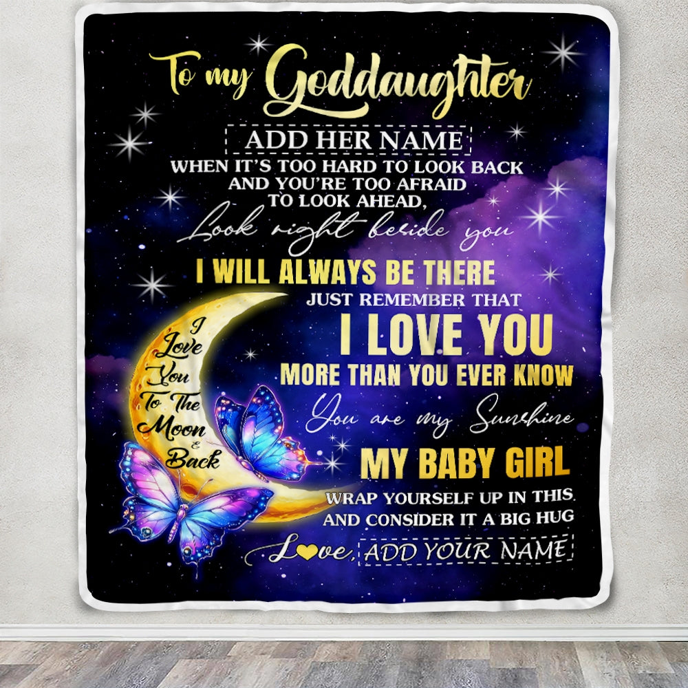 Personalized To My Goddaughter Gifts From Godmother Blanket Butterfly I Love You Valentines Gifts For Goddaughter Birthday Christmas Custom Fleece Blanket | teecentury