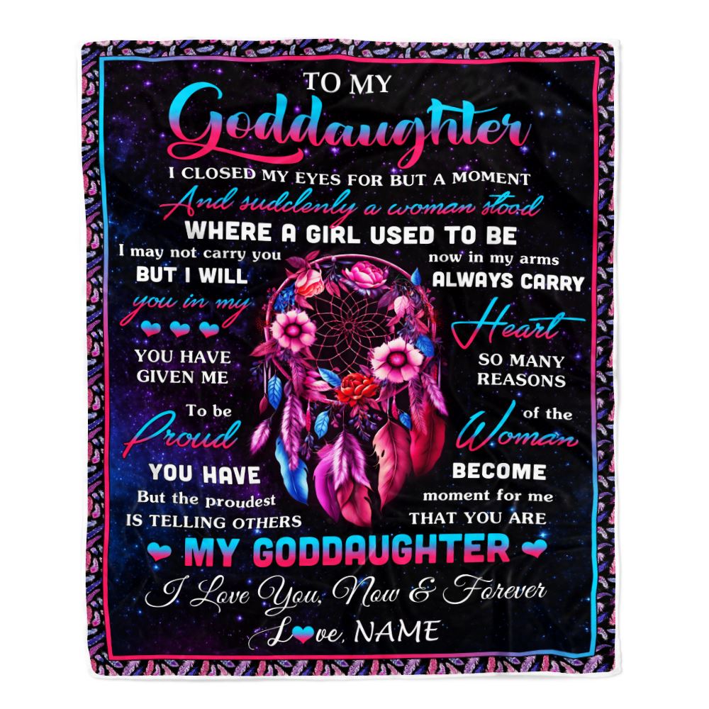 Personalized To My Goddaughter Gifts From Godmother Blanket Dream Catcher Birthday Gifts For Goddaughter Graduation Christmas Customized Fleece Blanket | teecentury