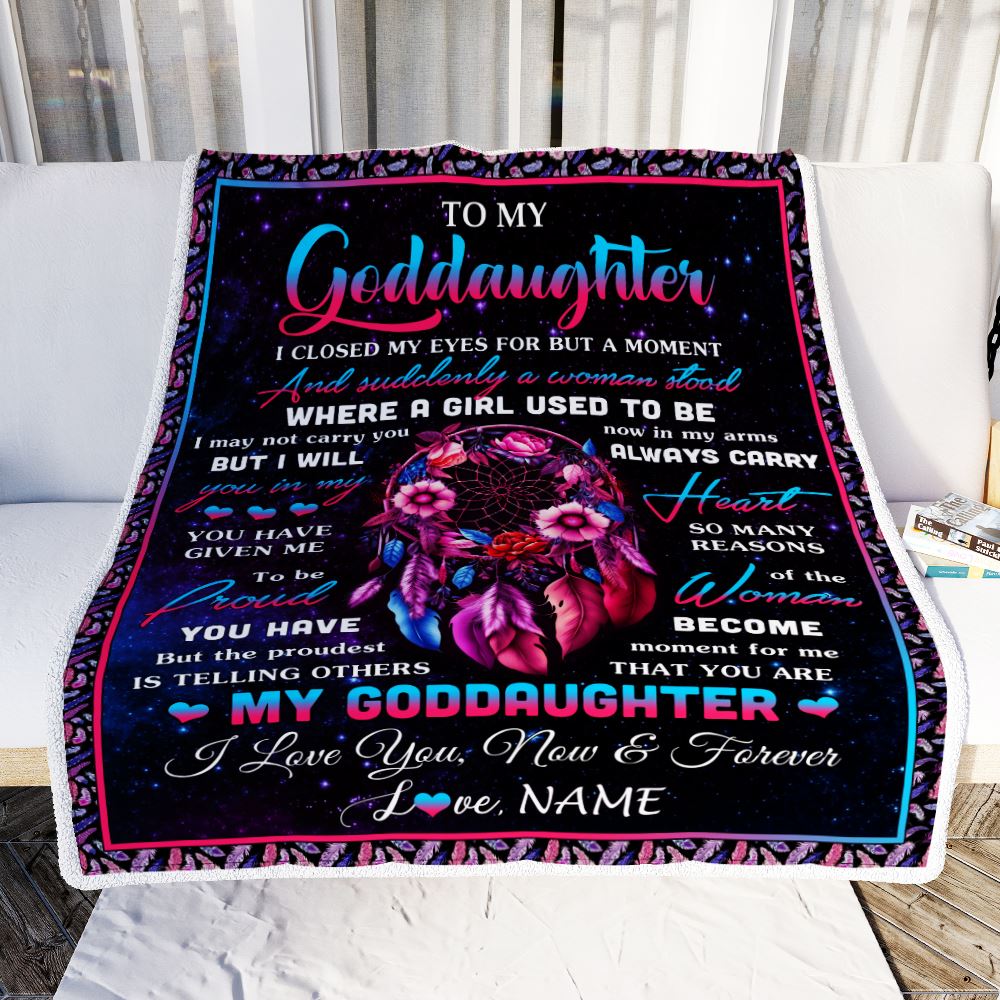 Personalized To My Goddaughter Gifts From Godmother Blanket Dream Catcher Birthday Gifts For Goddaughter Graduation Christmas Customized Fleece Blanket | teecentury