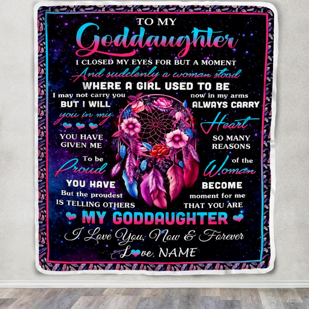 Personalized To My Goddaughter Gifts From Godmother Blanket Dream Catcher Birthday Gifts For Goddaughter Graduation Christmas Customized Fleece Blanket | teecentury