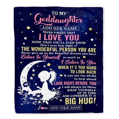 Personalized To My Goddaughter Gifts From Godmother Blanket Floral Moon Birthday Gifts For Goddaughter Graduation Wedding Christmas Customized Fleece Blanket | teecentury