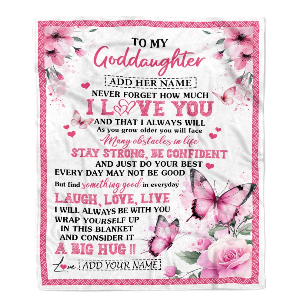 Personalized To My Goddaughter Gifts From Godmother Blanket I Love You Butterfly Birthday Gifts For Goddaughter Graduation Christmas Fleece Throw Blanket | teecentury