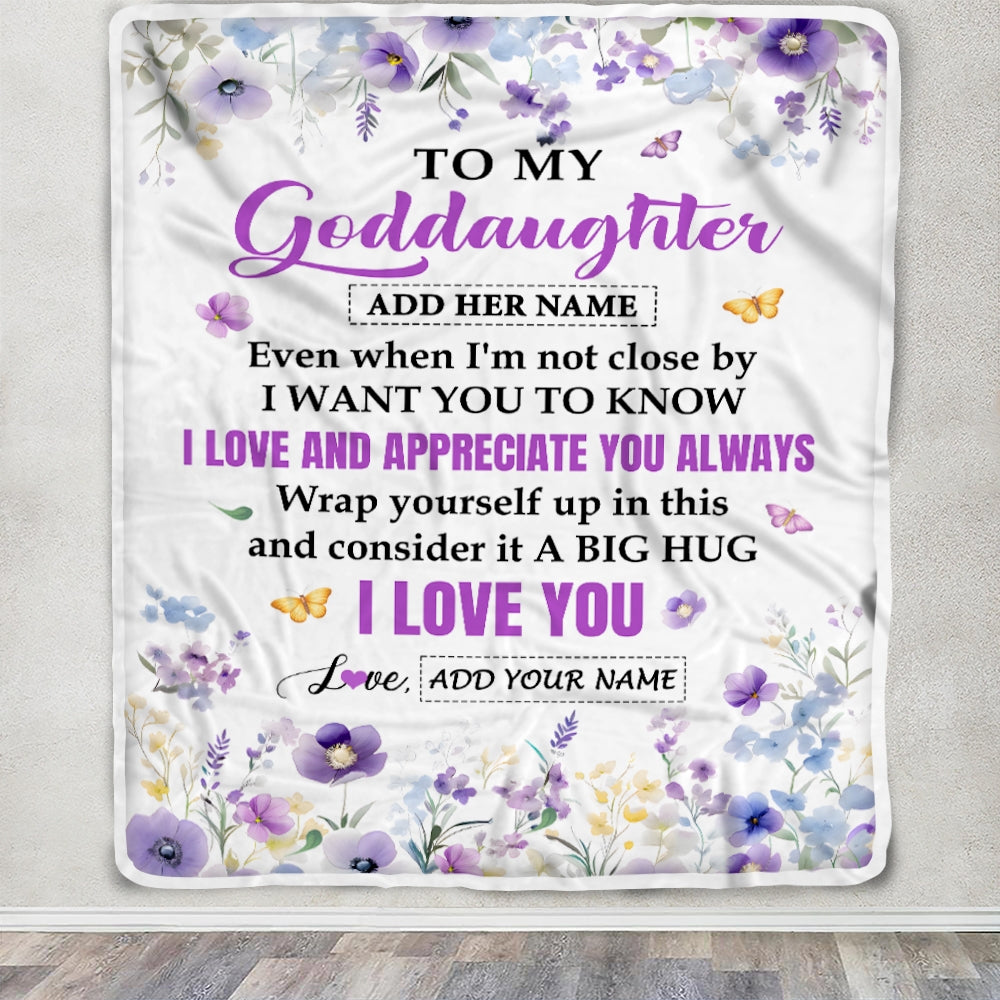 Personalized To My Goddaughter Gifts From Godmother Blanket I Love You Purple Floral Birthday Gift Idea For Goddaughter Gifts Christmas Custom Fleece Blanket | teecentury
