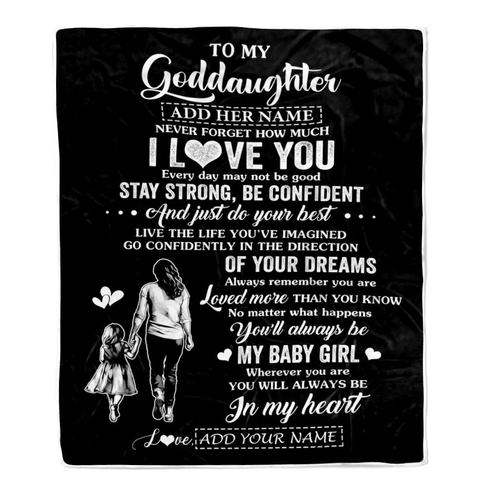 Personalized To My Goddaughter Gifts From Godmother Blanket Never Forget How Much I Love You Goddaughter Birthday Graduation Christmas Fleece Throw Blanket | teecentury