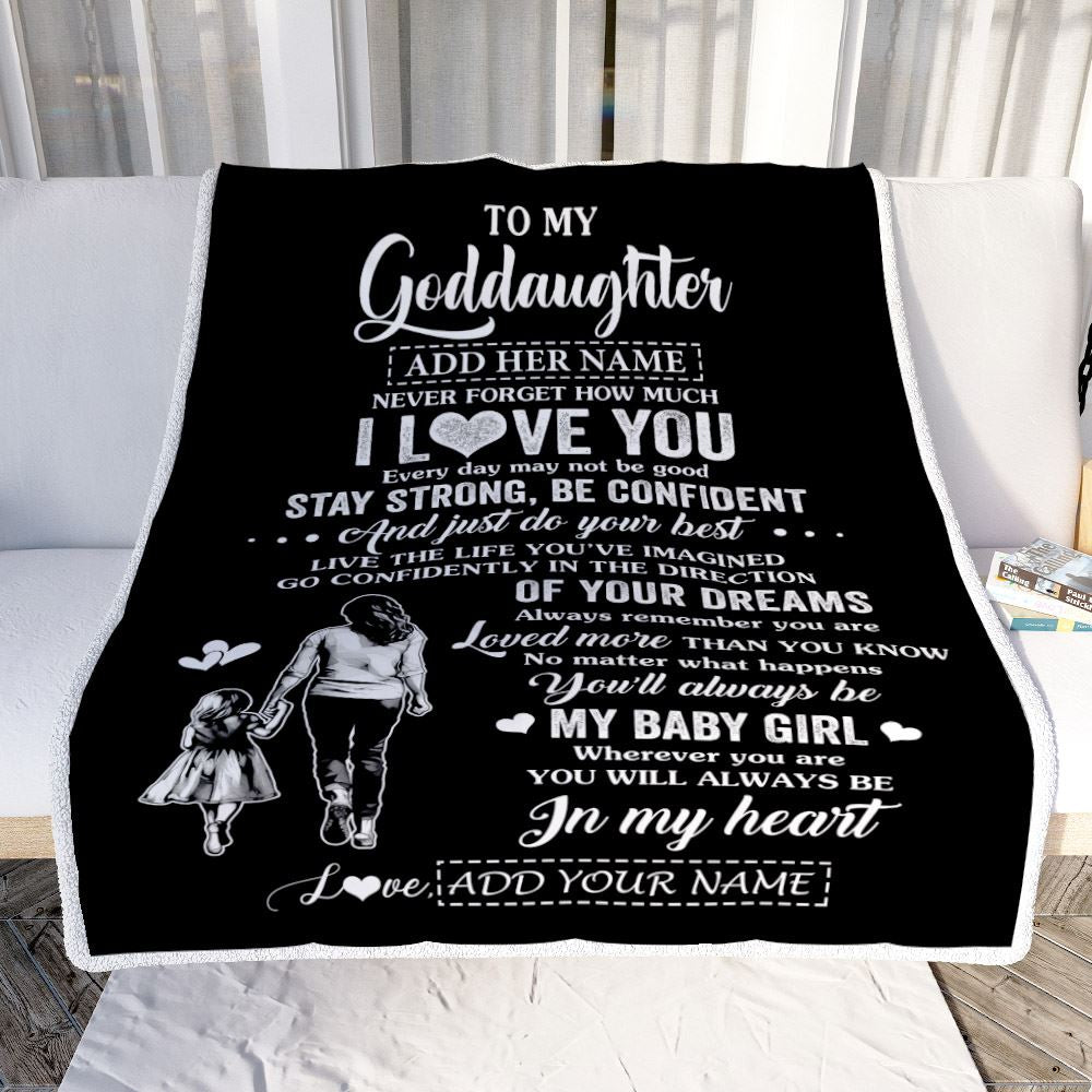 Personalized To My Goddaughter Gifts From Godmother Blanket Never Forget How Much I Love You Goddaughter Birthday Graduation Christmas Fleece Throw Blanket | teecentury