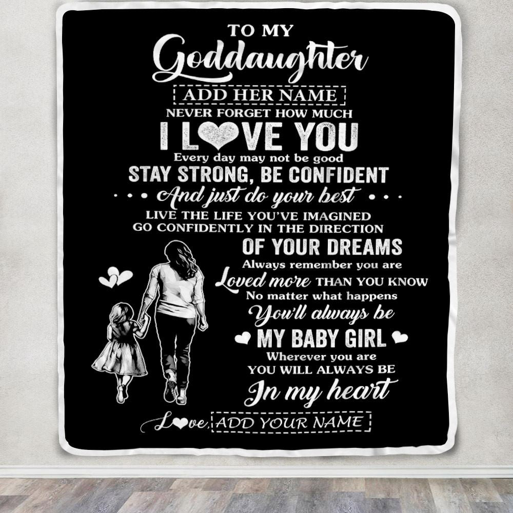 Personalized To My Goddaughter Gifts From Godmother Blanket Never Forget How Much I Love You Goddaughter Birthday Graduation Christmas Fleece Throw Blanket | teecentury