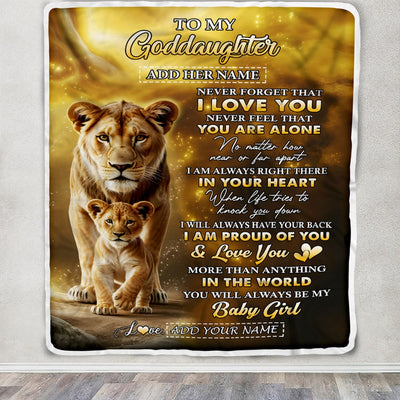 Personalized To My Goddaughter Gifts From Godmother Blanket Never Forget That I Love You Lion Goddaughter Birthday Gifts Graduation Christmas Fleece Blanket | teecentury