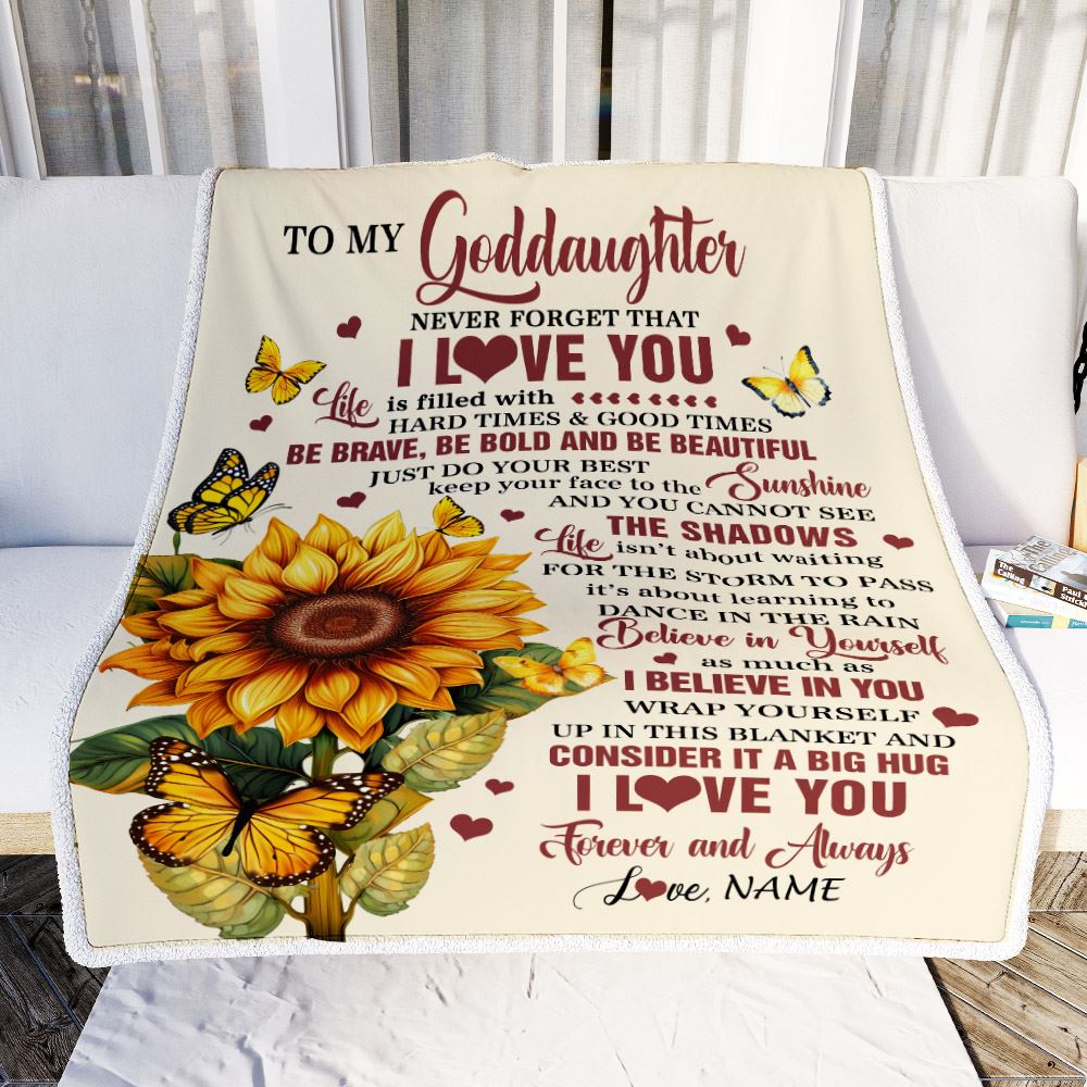 Personalized To My Goddaughter Gifts From Godmother Blanket Sunflower I Love You Birthday Gifts For Goddaughter Graduation Christmas Customized Fleece Blanket | teecentury