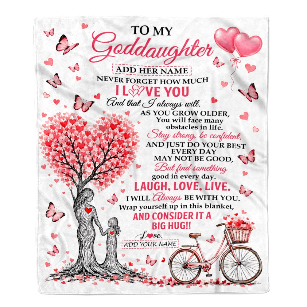 Personalized To My Goddaughter Gifts From Godmother Blanket Tree I Love You Always Will Birthday Christmas Gift For Goddaughter Custom Fleece Throw Blanket | teecentury