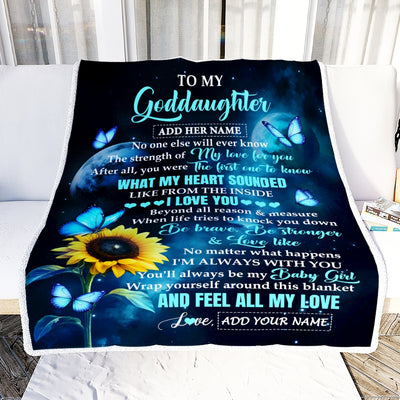 Personalized To My Goddaughter Gifts From Godmother Bufterfly Sunflower My Love For You Goddaughter Birthday Gift Graduation Christmas Custom Fleece Blanket | teecentury