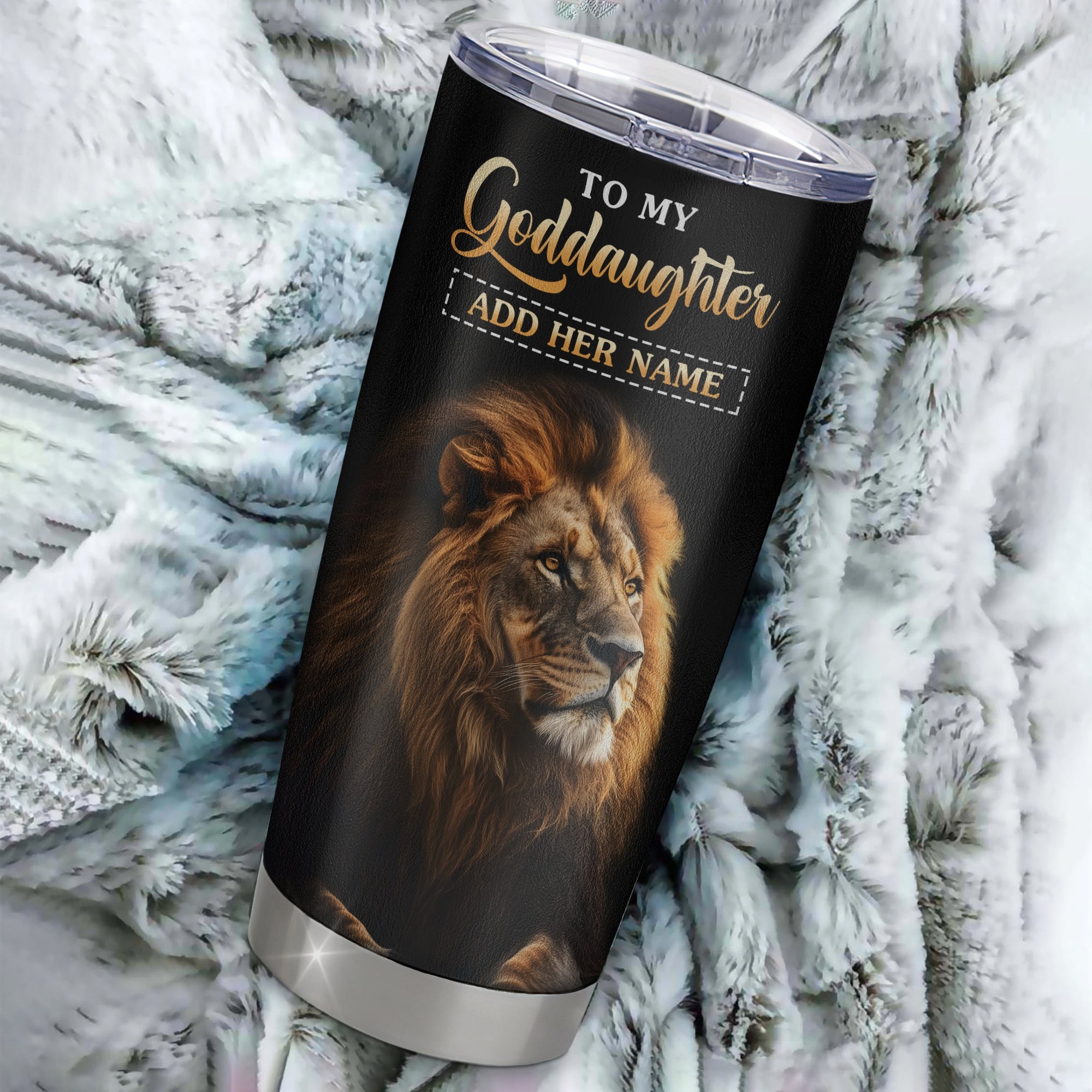 Personalized To My Goddaughter Gifts From Godmother Godfather Tumbler Old Lion Love You Goddaughter Birthday Gifts Graduation Christmas Custom Cup Travel Mug | teecentury