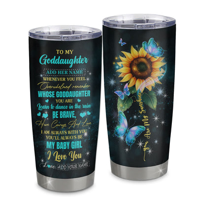 Personalized To My Goddaughter Gifts From Godmother Godfather Tumbler Sunflower Ideas For Grown Goddaughter Birthday Gifts Graduation Christmas Custom Cup Travel Mug | teecentury