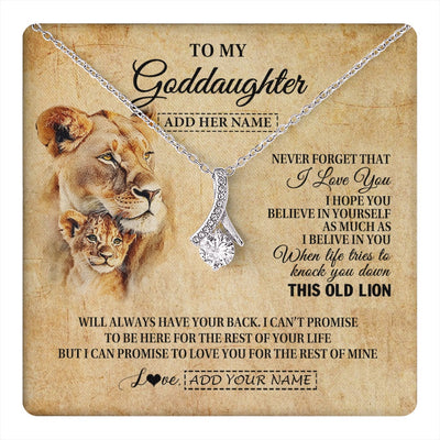 Alluring Beauty Necklace 14K White Gold Finish | 1 | Personalized To My Goddaughter Gifts From Godmother Lion Necklace I Love You Goddaughter Birthday Gifts Graduation Christmas Custom Gift Box Message Card | teecentury.myshopify
