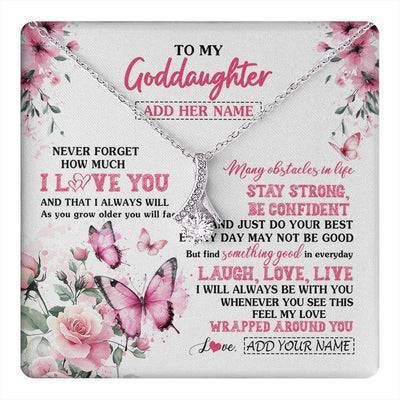 Alluring Beauty Necklace 14K White Gold Finish | 1 | Personalized To My Goddaughter Gifts From Godmother Necklace I Love You Butterfly Birthday Gifts For Goddaughter Christmas Custom Gift Box Message Card | https://teecentury.