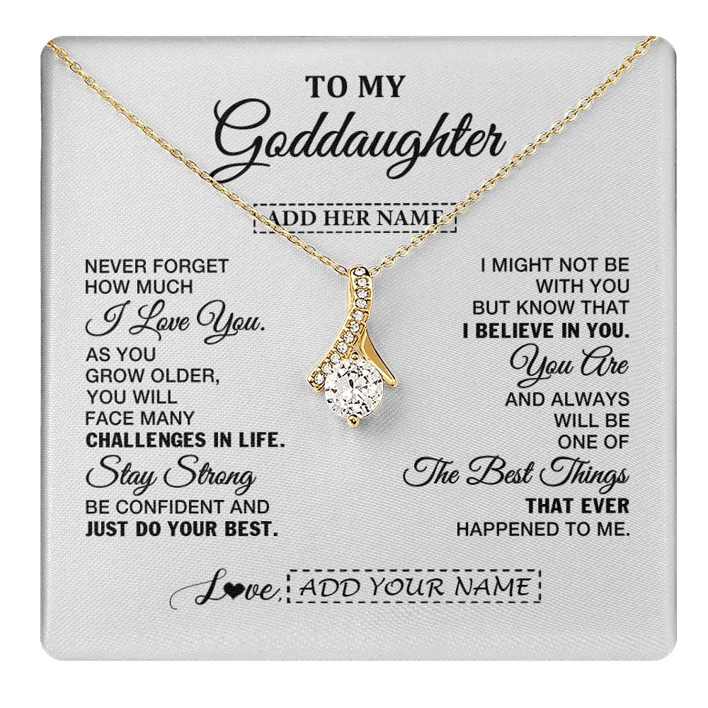 Alluring Beauty Necklace 18K Yellow Gold Finish | 1 | Personalized To My Goddaughter Gifts From Godmother Necklace I Love You Thoughtful Keepsake Gift Goddaughter Birthday Christmas Custom Gift Box Message Card | https://teecentury.