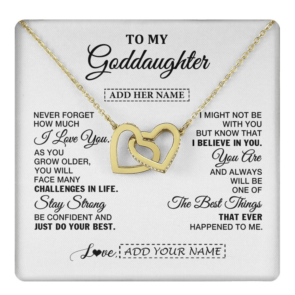 Interlocking Hearts Necklace 18K Yellow Gold Finish | 1 | Personalized To My Goddaughter Gifts From Godmother Necklace I Love You Thoughtful Keepsake Gift Goddaughter Birthday Christmas Custom Gift Box Message Card | https://teecentury.