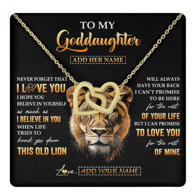 Interlocking Hearts Necklace 18K Yellow Gold Finish | 1 | Personalized To My Goddaughter Gifts From Godmother Necklace Old Lion Love You Goddaughter Birthday Gifts Graduation Christmas Custom Gift Box Message Card | teecentury.myshopify