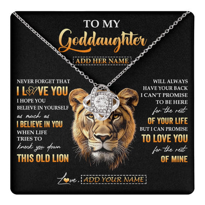 Love Knot Necklace 14K White Gold Finish | 1 | Personalized To My Goddaughter Gifts From Godmother Necklace Old Lion Love You Goddaughter Birthday Gifts Graduation Christmas Custom Gift Box Message Card | teecentury.myshopify
