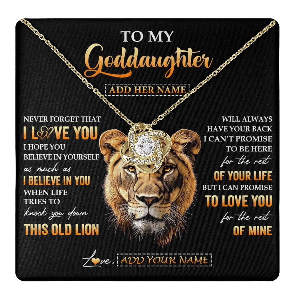 Love Knot Necklace 18K Yellow Gold Finish | 1 | Personalized To My Goddaughter Gifts From Godmother Necklace Old Lion Love You Goddaughter Birthday Gifts Graduation Christmas Custom Gift Box Message Card | teecentury.myshopify