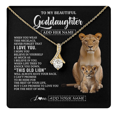 Alluring Beauty Necklace 18K Yellow Gold Finish | 1 | Personalized To My Goddaughter Gifts From Godmother Necklace This Old Lion Love You Goddaughter Birthday Gifts Christmas Jewelry Custom Gift Box Message Card | https://teecentury.