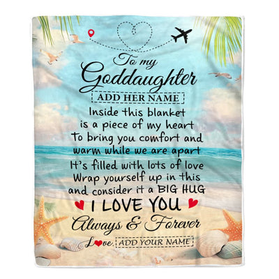 Personalized To My Goddaughter Gifts From Godmother Uncle Blanket Beach I Love You Birthday Gifts Graduation For Goddaughter Christmas Fleece Blanket | teecentury
