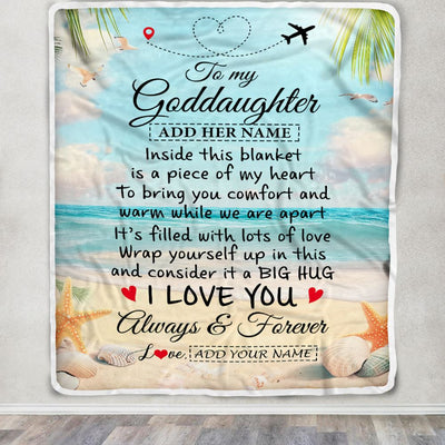 Personalized To My Goddaughter Gifts From Godmother Uncle Blanket Beach I Love You Birthday Gifts Graduation For Goddaughter Christmas Fleece Blanket | teecentury