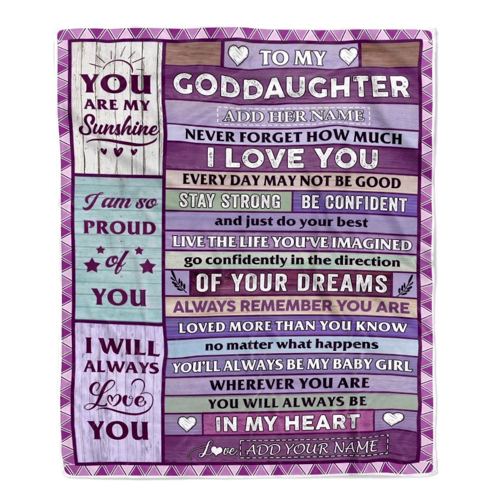 Personalized To My Goddaughter Gifts From Godmother Uncle Blanket Wood Purple Gifts Grown Goddaughter Birthday Gifts Graduation Christmas Fleece Blanket | teecentury