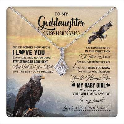 Alluring Beauty Necklace 14K White Gold Finish | 1 | Personalized To My Goddaughter Gifts From Uncle Eagle Never Forget How Much I Love You Goddaughter Birthday Graduation Christmas Custom Gift Box Message Card | teecentury.myshopify
