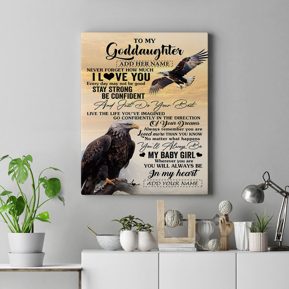Personalized To My Goddaughter Gifts From Uncle Eagle Never Forget How Much I Love You Goddaughter Birthday Graduation Christmas Custom Wall Art Print Framed Canvas | teecentury