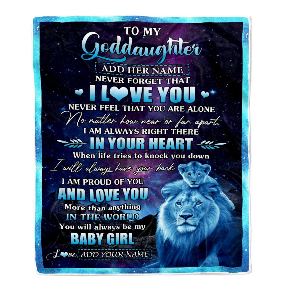 Personalized To My Goddaughter Gifts From Uncle I Love You Lion Birthday Gift Ideas For Goddaughter Graduation Christmas Customized Fleece Throw Blanket | teecentury