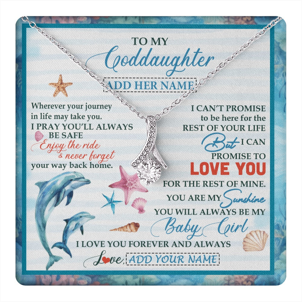 Alluring Beauty Necklace 14K White Gold Finish | 1 | Personalized To My Goddaughter Gifts Necklace Dolphin From Godmother My Sunshine Jewelry For Goddaughter Birthday Gift Christmas Custom Gift Box Message Card | https://teecentury.