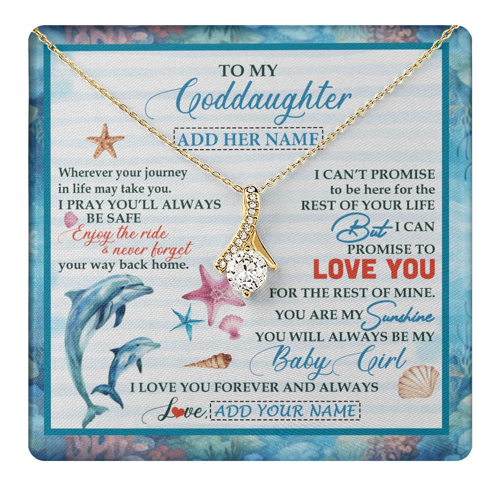 Alluring Beauty Necklace 18K Yellow Gold Finish | 1 | Personalized To My Goddaughter Gifts Necklace Dolphin From Godmother My Sunshine Jewelry For Goddaughter Birthday Gift Christmas Custom Gift Box Message Card | https://teecentury.
