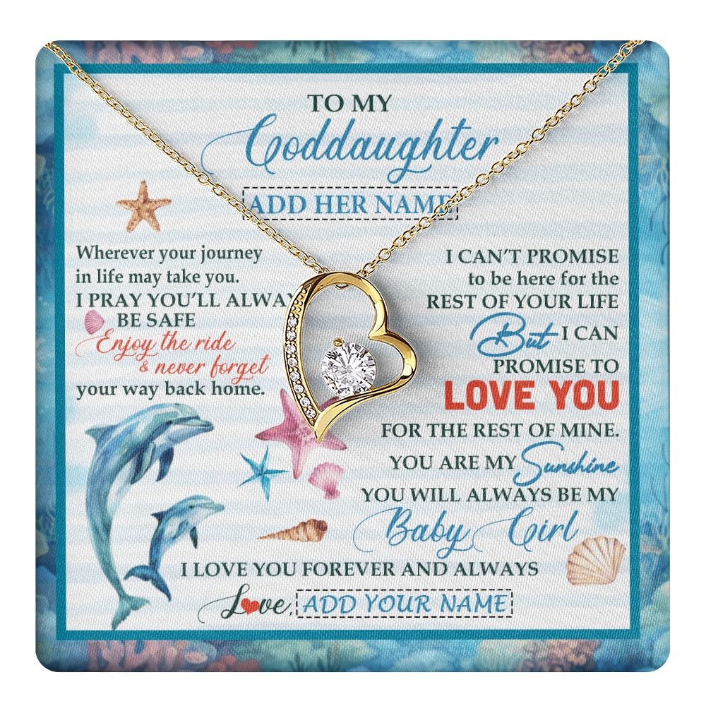 Forever Love Necklace 18K Yellow Gold Finish | 1 | Personalized To My Goddaughter Gifts Necklace Dolphin From Godmother My Sunshine Jewelry For Goddaughter Birthday Gift Christmas Custom Gift Box Message Card | https://teecentury.