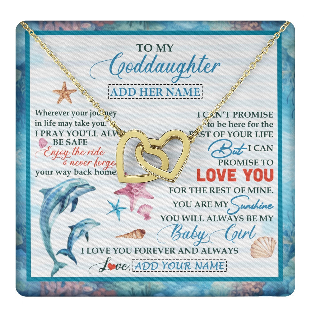 Interlocking Hearts Necklace 18K Yellow Gold Finish | 1 | Personalized To My Goddaughter Gifts Necklace Dolphin From Godmother My Sunshine Jewelry For Goddaughter Birthday Gift Christmas Custom Gift Box Message Card | https://teecentury.