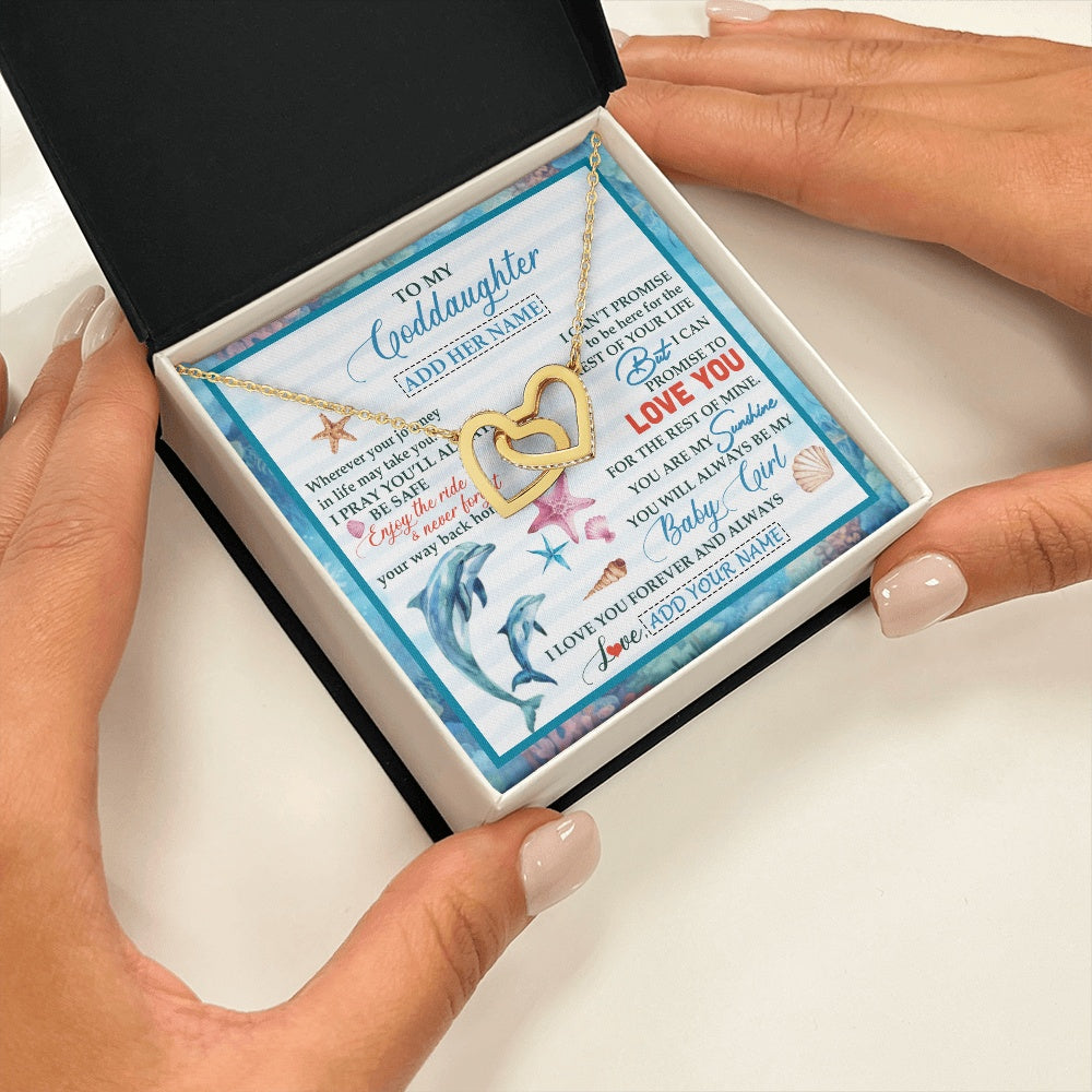 Interlocking Hearts Necklace 18K Yellow Gold Finish | 2 | Personalized To My Goddaughter Gifts Necklace Dolphin From Godmother My Sunshine Jewelry For Goddaughter Birthday Gift Christmas Custom Gift Box Message Card | https://teecentury.