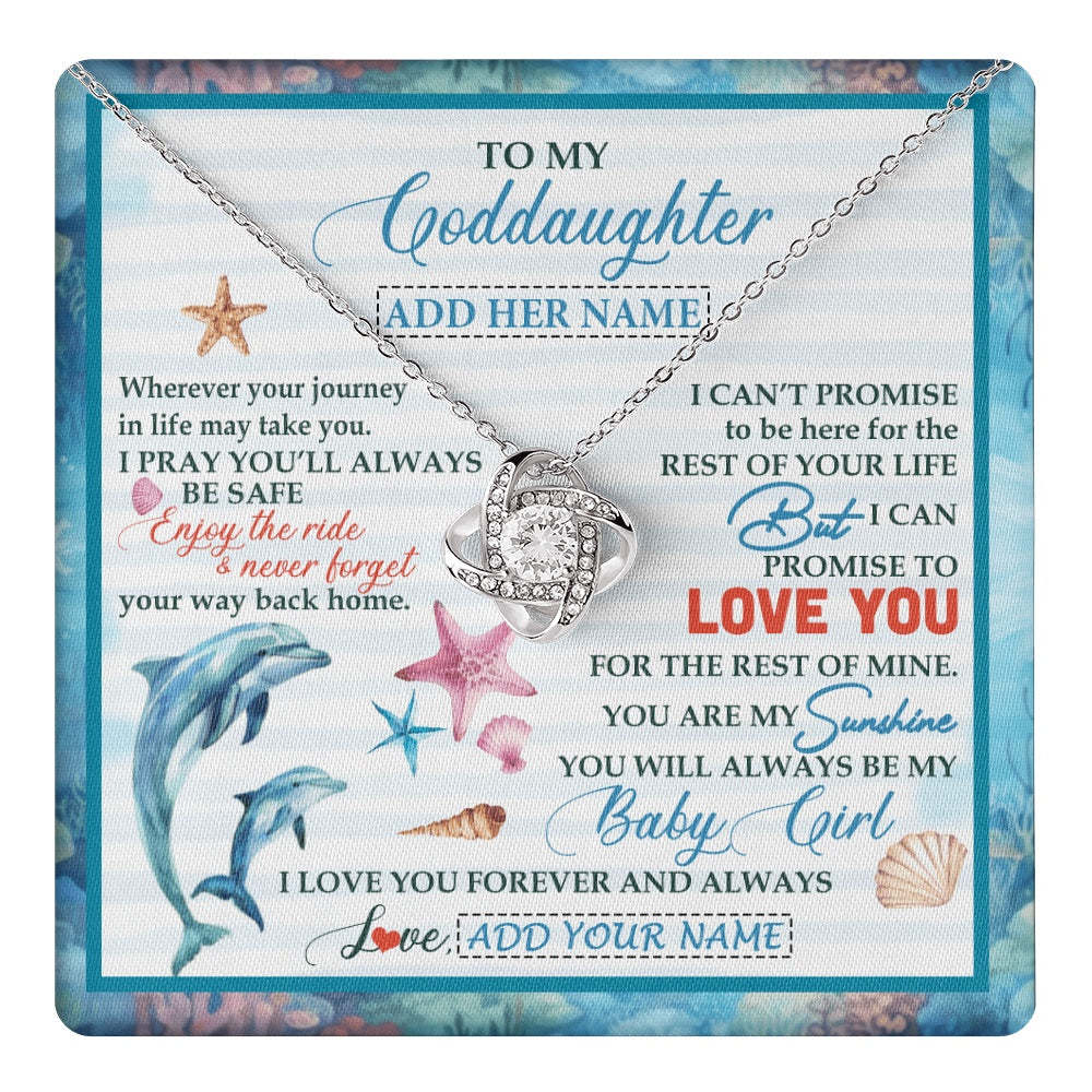 Love Knot Necklace 14K White Gold Finish | 1 | Personalized To My Goddaughter Gifts Necklace Dolphin From Godmother My Sunshine Jewelry For Goddaughter Birthday Gift Christmas Custom Gift Box Message Card | https://teecentury.