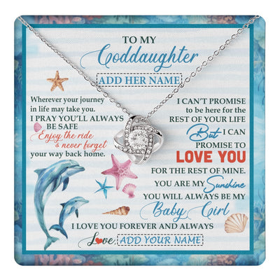 Love Knot Necklace 14K White Gold Finish | 1 | Personalized To My Goddaughter Gifts Necklace Dolphin From Godmother My Sunshine Jewelry For Goddaughter Birthday Gift Christmas Custom Gift Box Message Card | https://teecentury.