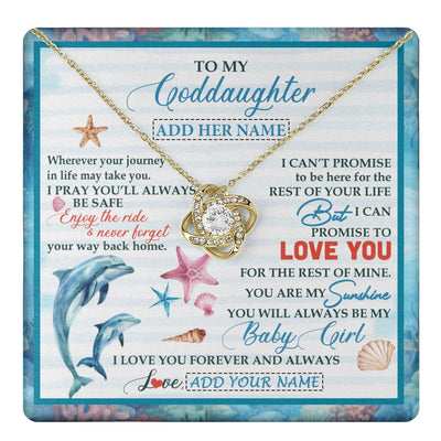 Love Knot Necklace 18K Yellow Gold Finish | 1 | Personalized To My Goddaughter Gifts Necklace Dolphin From Godmother My Sunshine Jewelry For Goddaughter Birthday Gift Christmas Custom Gift Box Message Card | https://teecentury.
