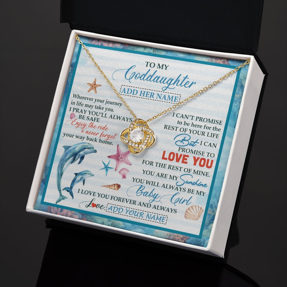 Love Knot Necklace 18K Yellow Gold Finish | 2 | Personalized To My Goddaughter Gifts Necklace Dolphin From Godmother My Sunshine Jewelry For Goddaughter Birthday Gift Christmas Custom Gift Box Message Card | https://teecentury.