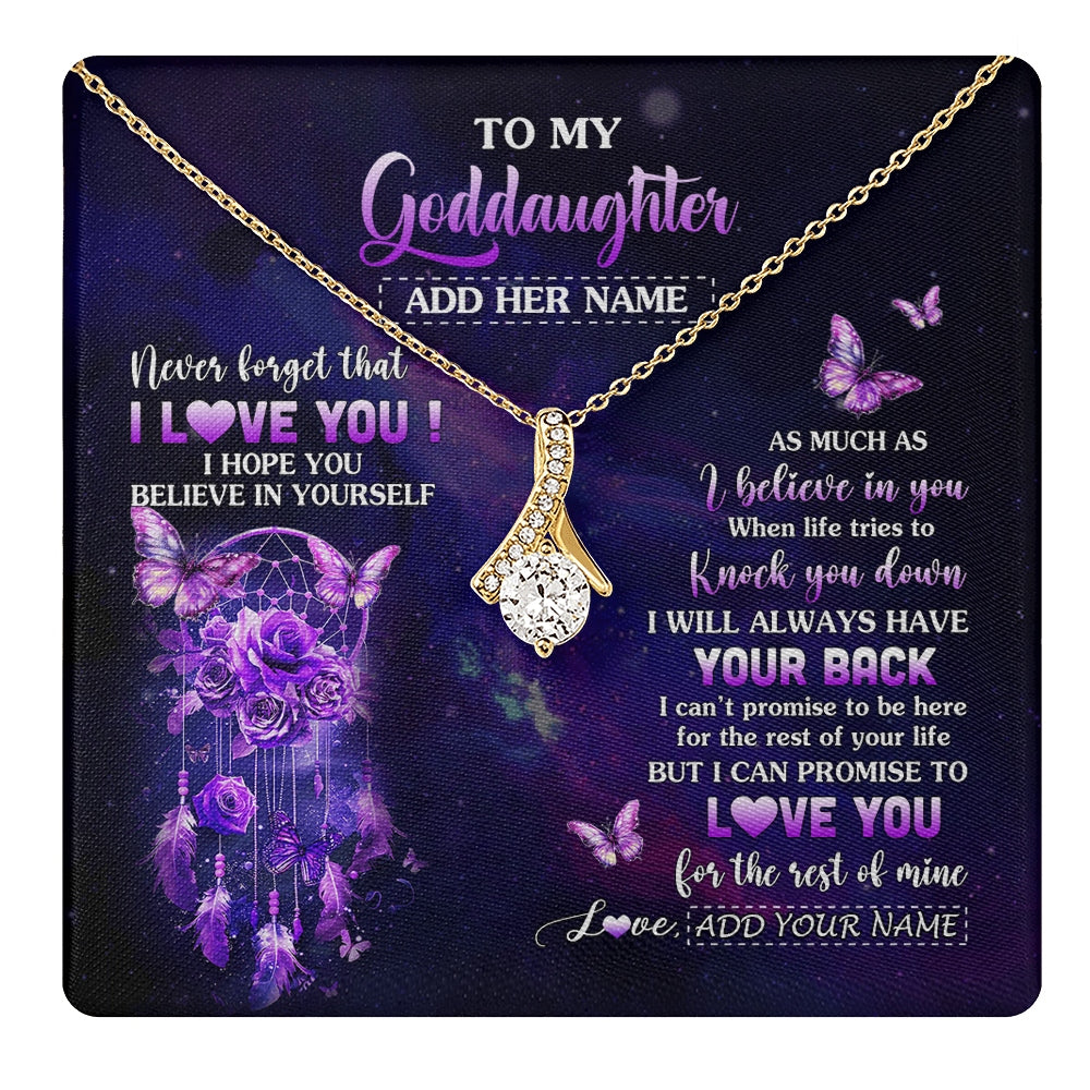 Alluring Beauty Necklace 18K Yellow Gold Finish | 1 | Personalized To My Goddaughter Gifts Necklace From Aunt Floral Butterfly Love You Goddaughter Birthday Gifts Graduation Christmas Custom Gift Box Message Card | https://teecentury.