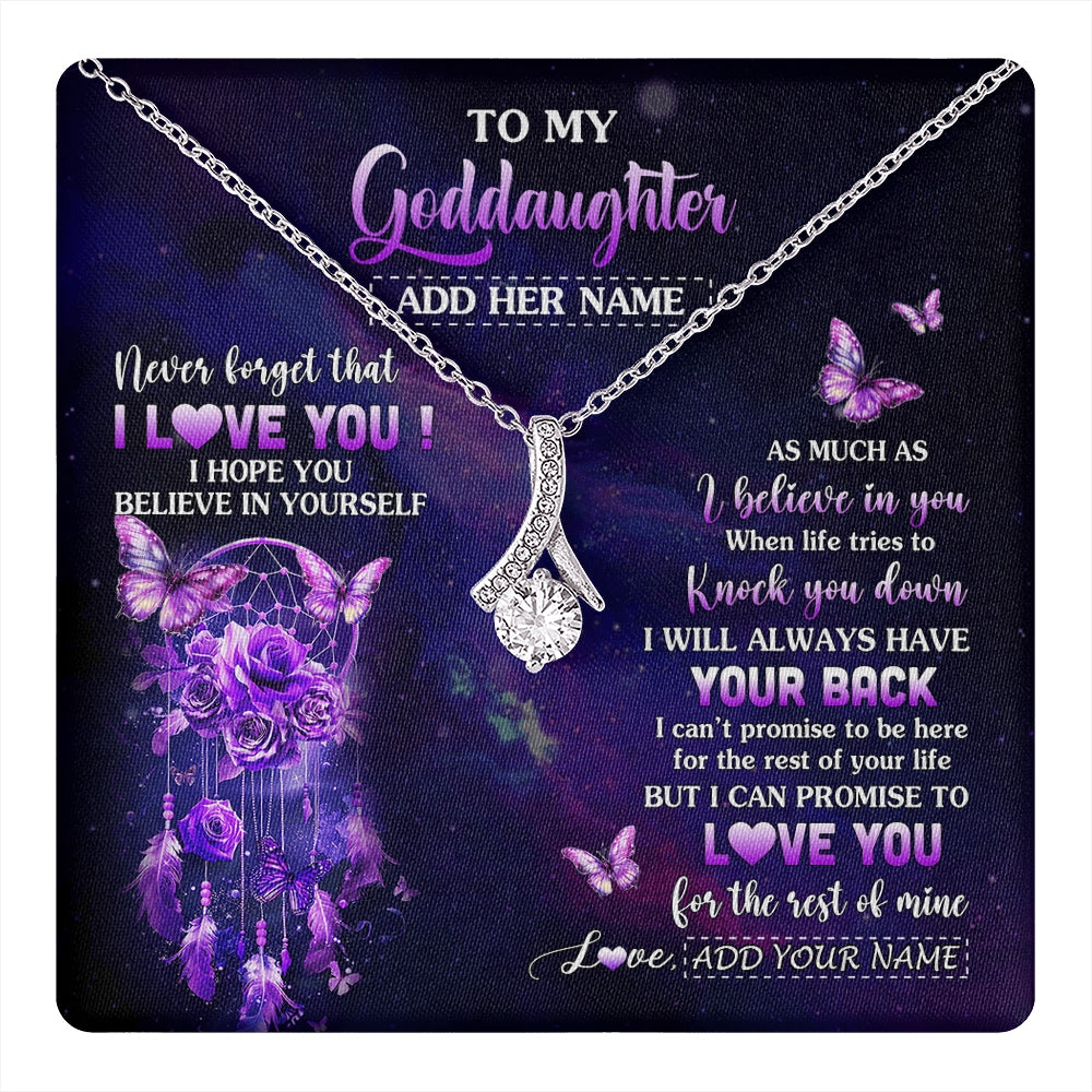 Alluring Beauty Necklace 14K White Gold Finish | 1 | Personalized To My Goddaughter Gifts Necklace From Aunt Floral Butterfly Love You Goddaughter Birthday Gifts Graduation Christmas Custom Gift Box Message Card | https://teecentury.