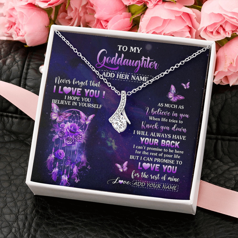 Alluring Beauty Necklace 14K White Gold Finish | 2 | Personalized To My Goddaughter Gifts Necklace From Aunt Floral Butterfly Love You Goddaughter Birthday Gifts Graduation Christmas Custom Gift Box Message Card | https://teecentury.