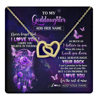 Interlocking Hearts Necklace 18K Yellow Gold Finish | 1 | Personalized To My Goddaughter Gifts Necklace From Aunt Floral Butterfly Love You Goddaughter Birthday Gifts Graduation Christmas Custom Gift Box Message Card | https://teecentury.