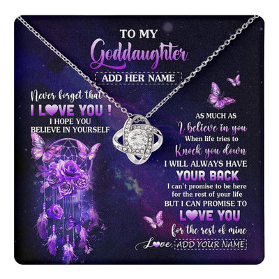 Love Knot Necklace 14K White Gold Finish | 1 | Personalized To My Goddaughter Gifts Necklace From Aunt Floral Butterfly Love You Goddaughter Birthday Gifts Graduation Christmas Custom Gift Box Message Card | https://teecentury.