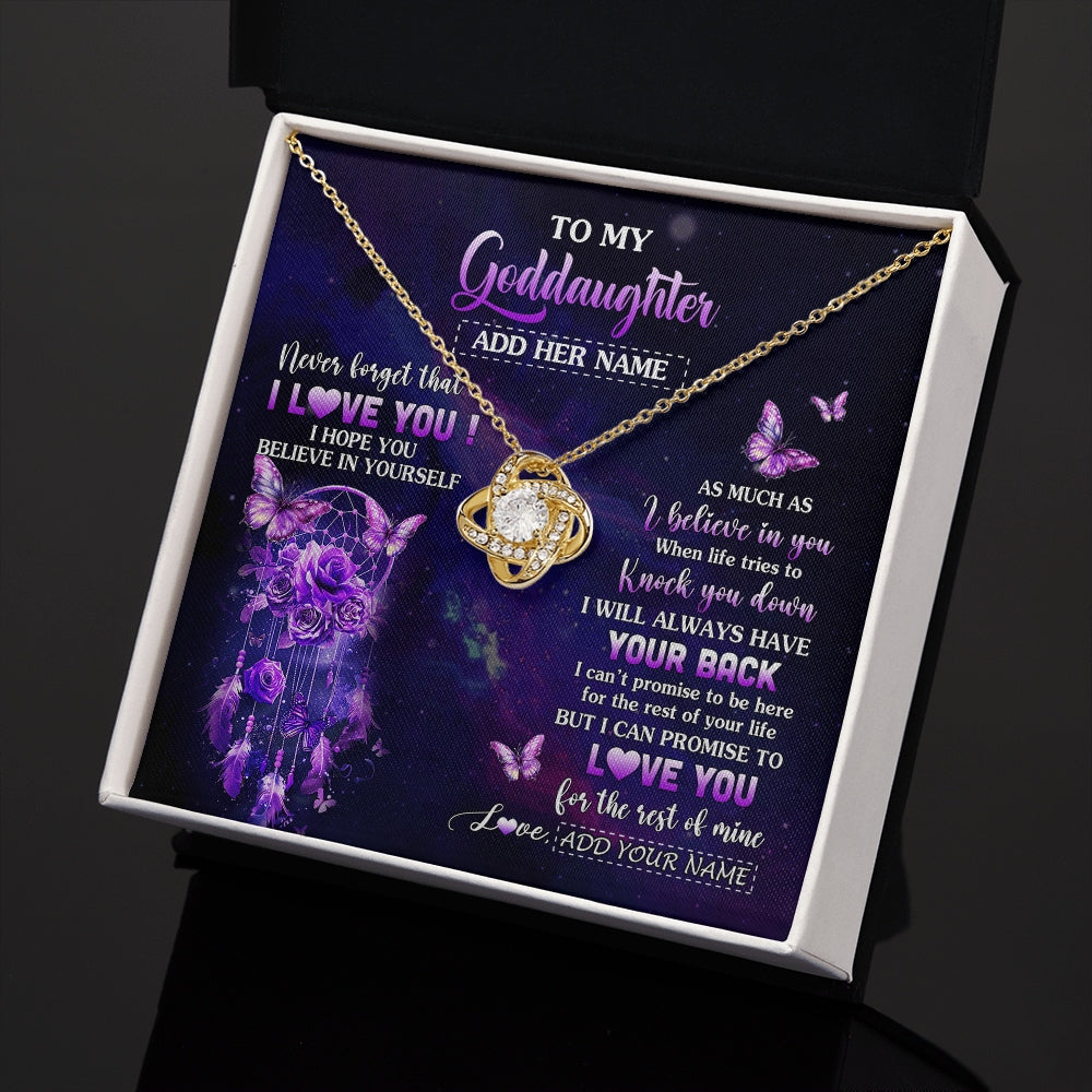 Love Knot Necklace 18K Yellow Gold Finish | 2 | Personalized To My Goddaughter Gifts Necklace From Aunt Floral Butterfly Love You Goddaughter Birthday Gifts Graduation Christmas Custom Gift Box Message Card | https://teecentury.