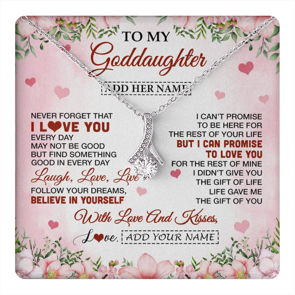 Alluring Beauty Necklace 14K White Gold Finish | 1 | Personalized To My Goddaughter Gifts Necklace From Aunt Floral I Love You Birthday Gifts For Goddaughter Graduation Christmas Customized Gift Box Message Card | https://teecentury.