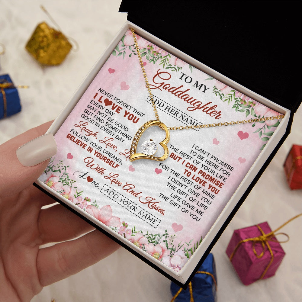 Forever Love Necklace 18K Yellow Gold Finish | 2 | Personalized To My Goddaughter Gifts Necklace From Aunt Floral I Love You Birthday Gifts For Goddaughter Graduation Christmas Customized Gift Box Message Card | https://teecentury.