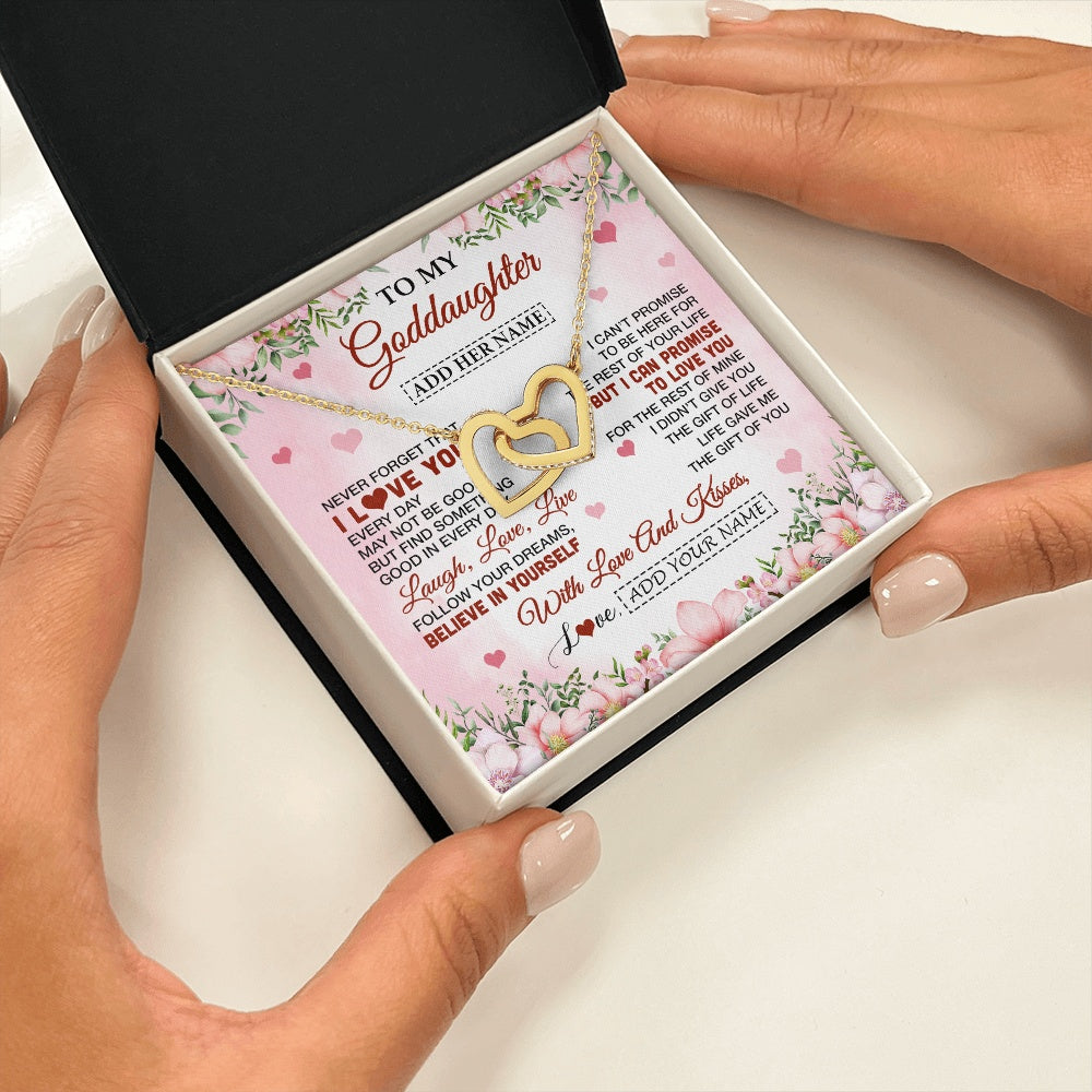 Interlocking Hearts Necklace 18K Yellow Gold Finish | 2 | Personalized To My Goddaughter Gifts Necklace From Aunt Floral I Love You Birthday Gifts For Goddaughter Graduation Christmas Customized Gift Box Message Card | https://teecentury.